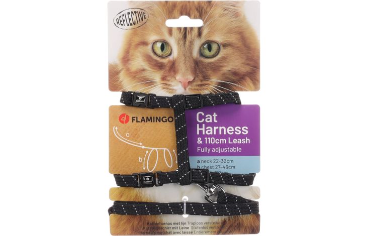 Flamingo Harness with leash Elza Black