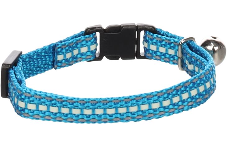 Flamingo Katzenhalsband Hellblau – Mit Klickschnalle, Stufenlos Verstellbar (20-34 Cm) & Sicherheitsklick