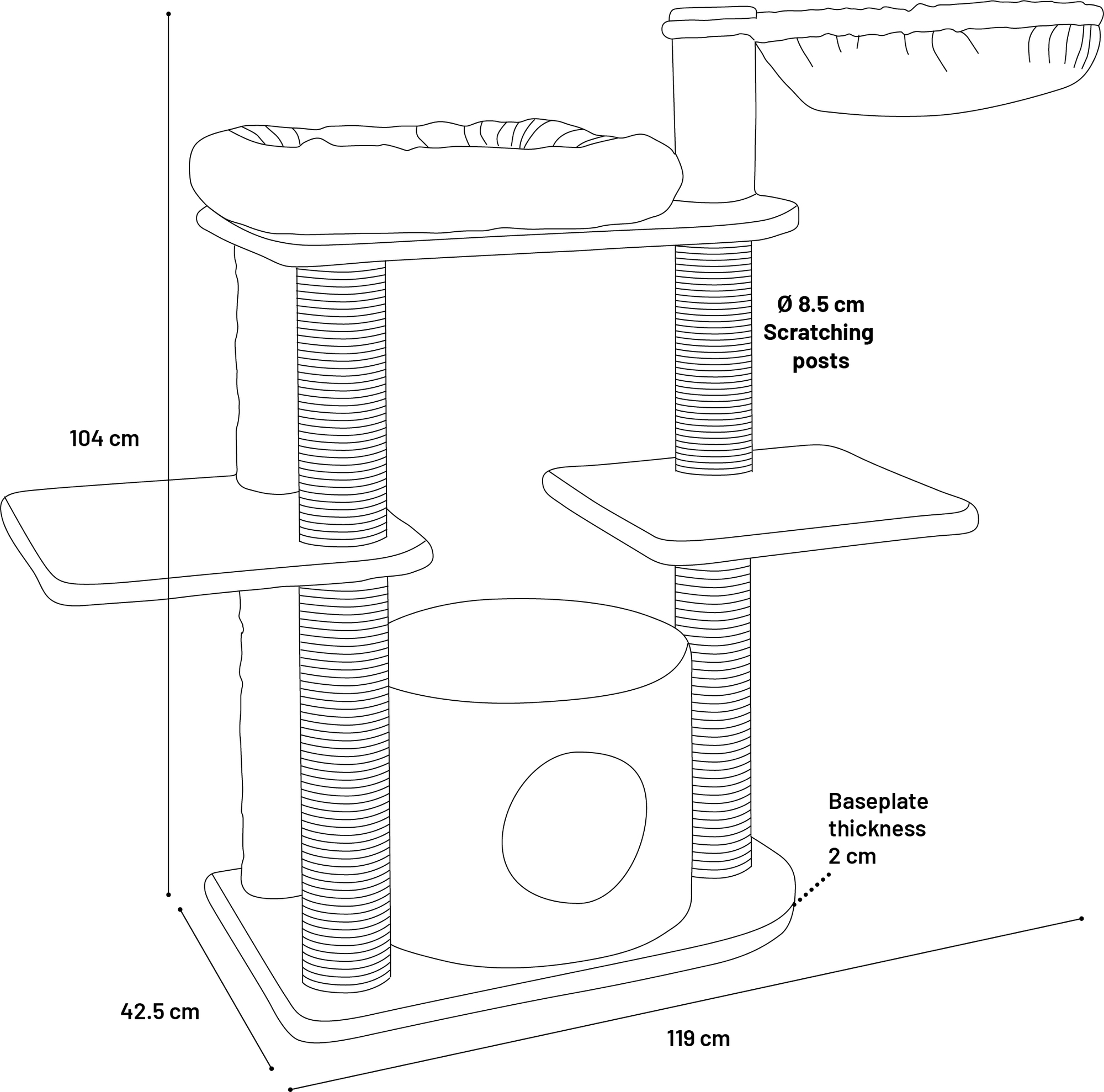 Flamingo Scratching tree  Fenway Grey