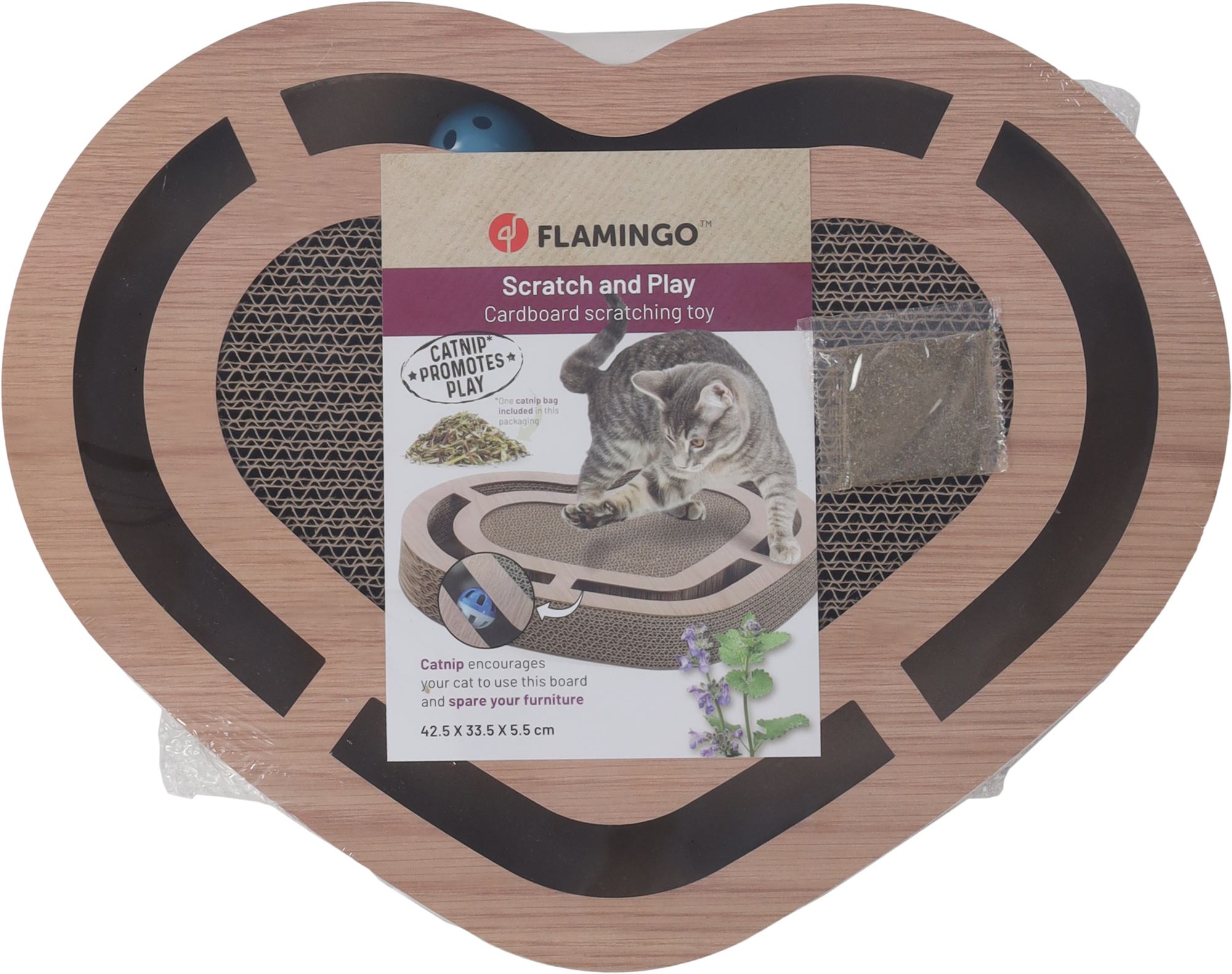 Flamingo Kratzspielzeug Poro Herz Ekrü & Beige & Braun