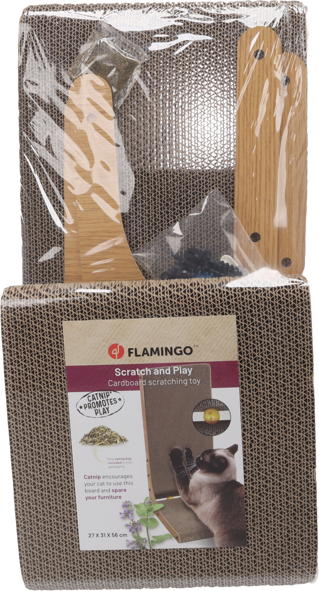 Flamingo Kratzspielzeug Hugo L-Form Beige