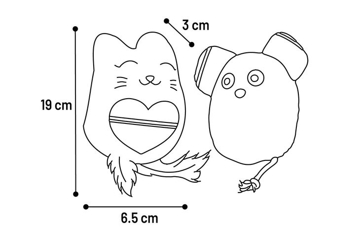 Flamingo Toy Zwawi Cat & Mouse White & Black