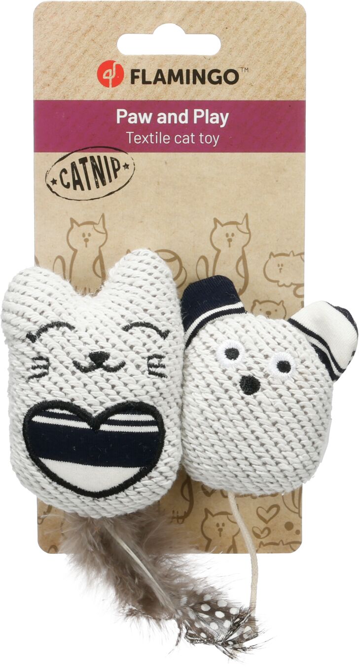 Flamingo Toy Zwawi Cat & Mouse White & Black