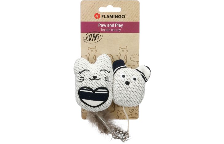 Flamingo Toy Zwawi Cat & Mouse White & Black