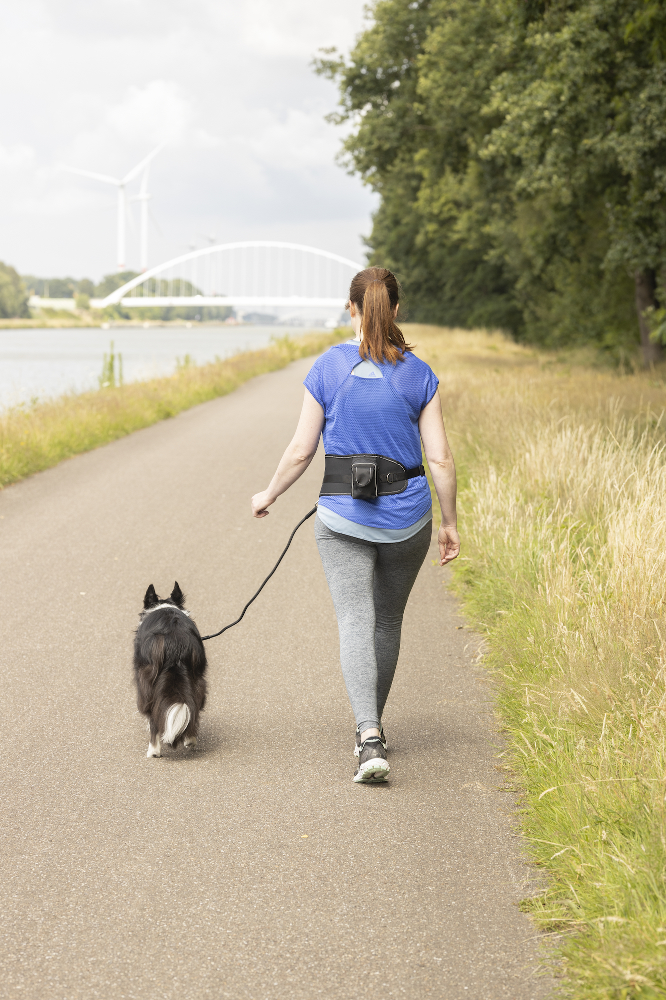 Flamingo Jogging leash with waist belt Janko Black