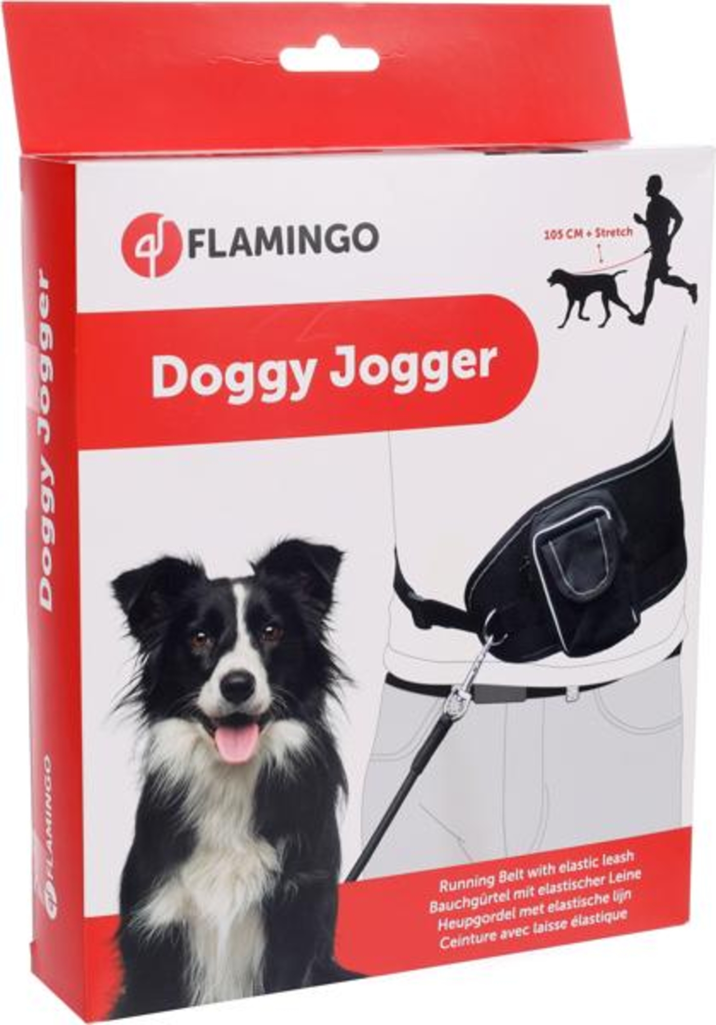 Flamingo Jogging leash with waist belt Janko Black