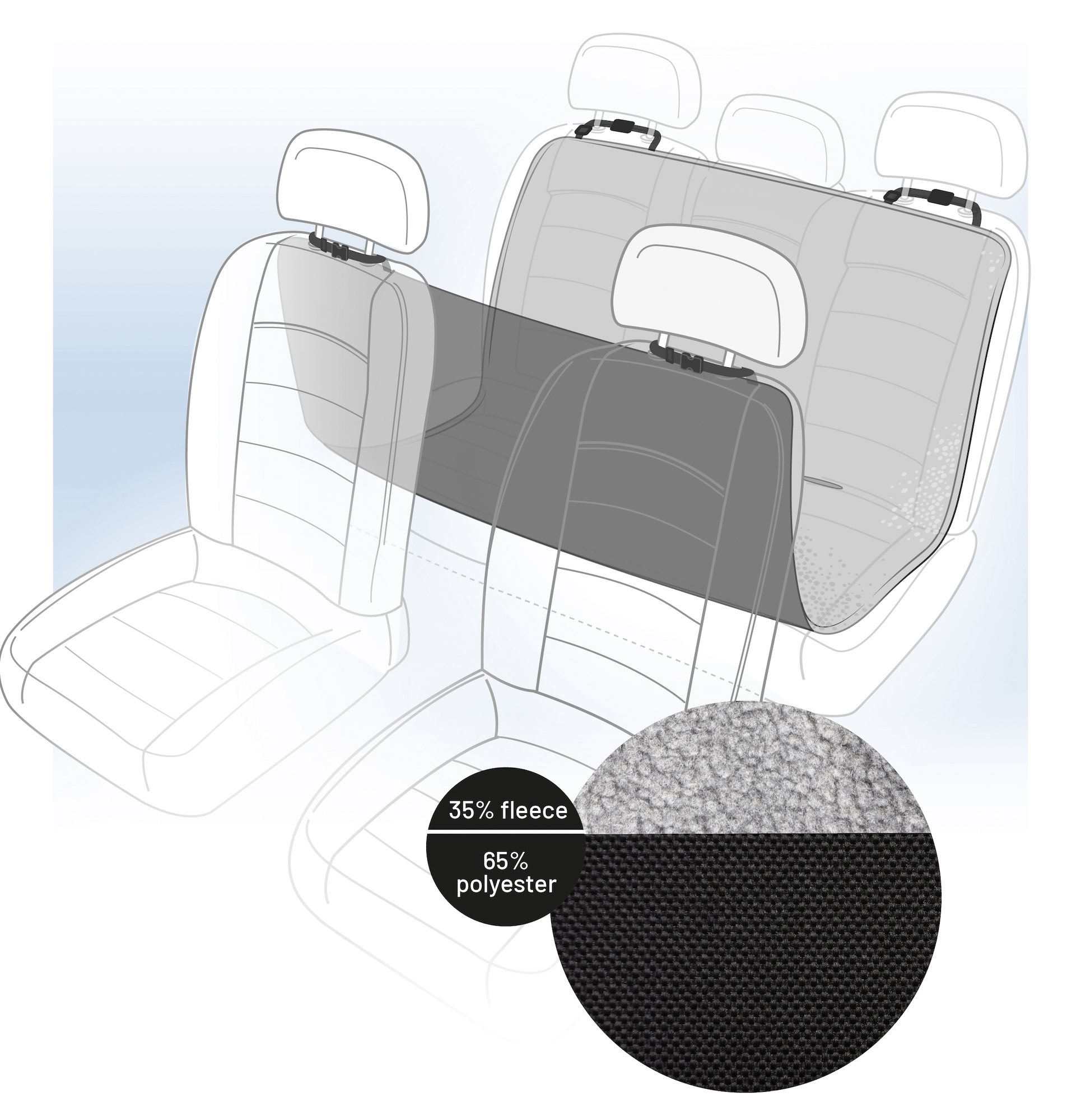 Flamingo Car seat cover Paco Back seat Black & Grey