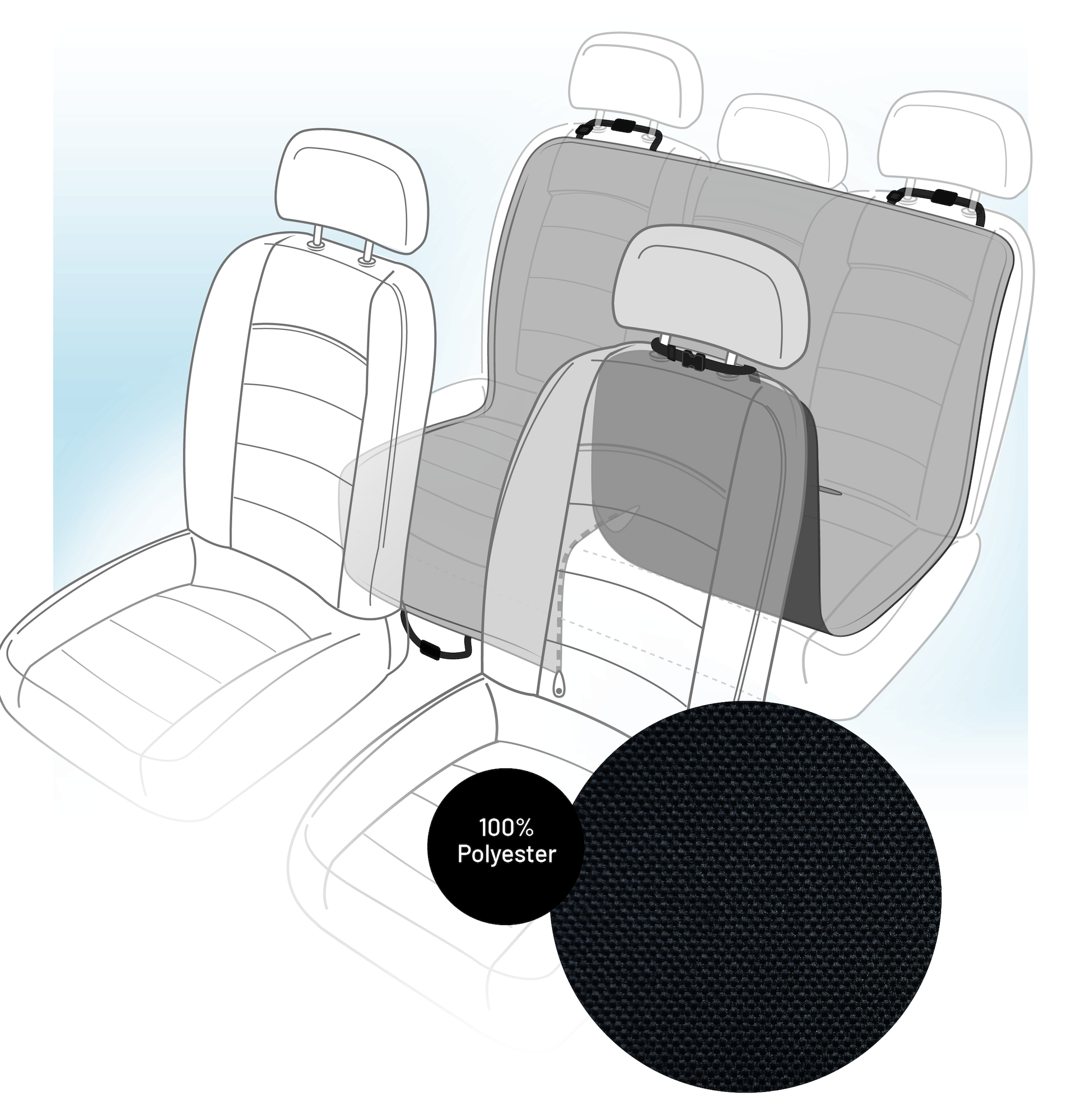 Flamingo Car seat cover Jort Back seat Black