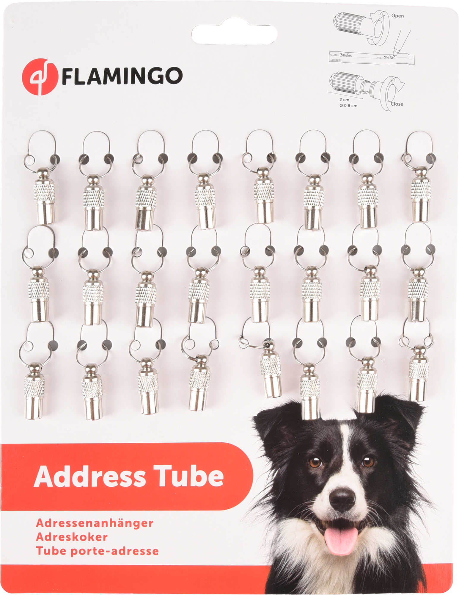 Flamingo Adressanhänger Residento Silber