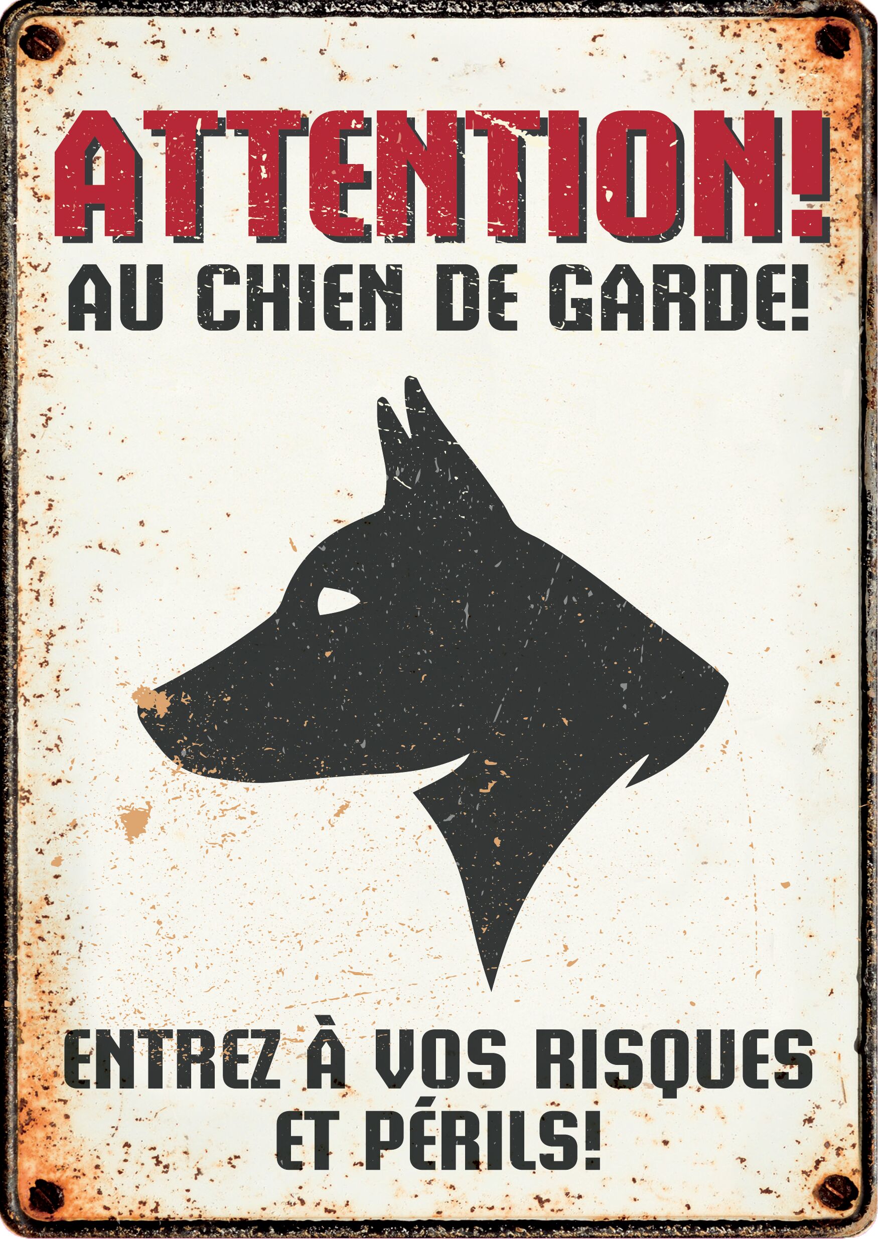 Plenty Gifts Panneau Métallique Chien De Garde Profil