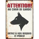 Panneau Métallique Chien De Garde Profil