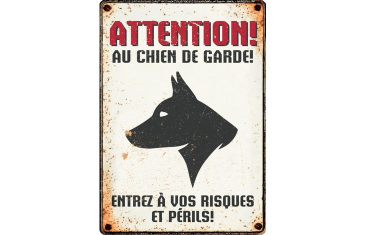 Plenty Gifts Panneau Métallique Chien De Garde Profil