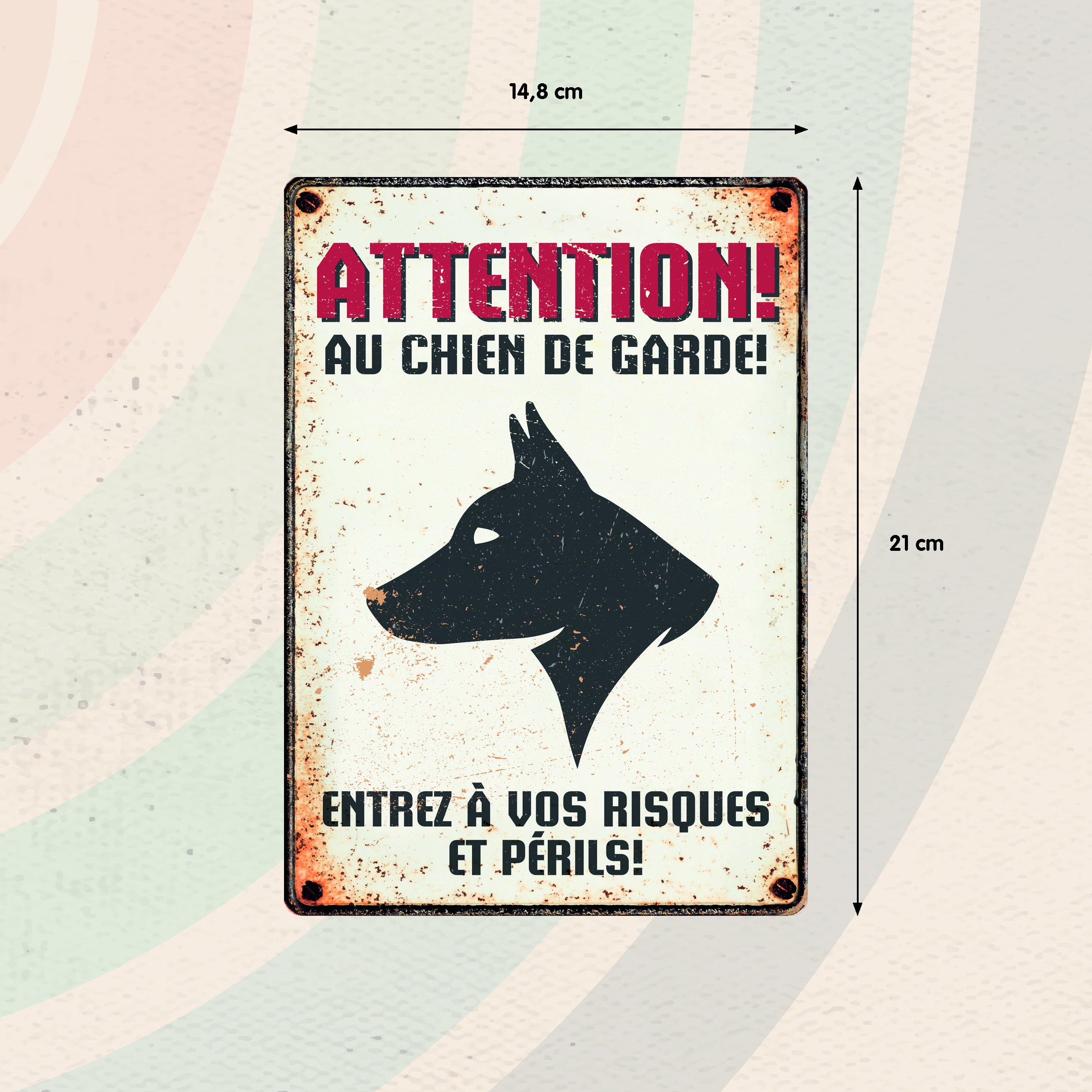 Plenty Gifts Panneau Métallique Chien De Garde Profil