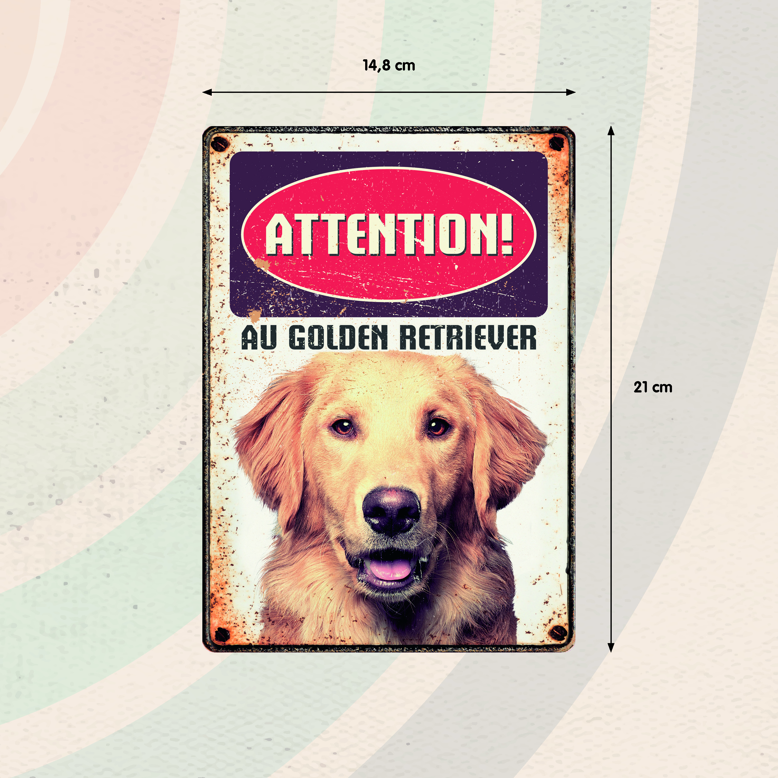 Plenty Gifts Panneau Métallique Golden Retriever