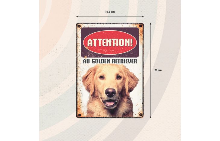 Plenty Gifts Panneau Métallique Golden Retriever