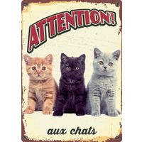 Plenty Gifts Panneau Métallique Chats Trois