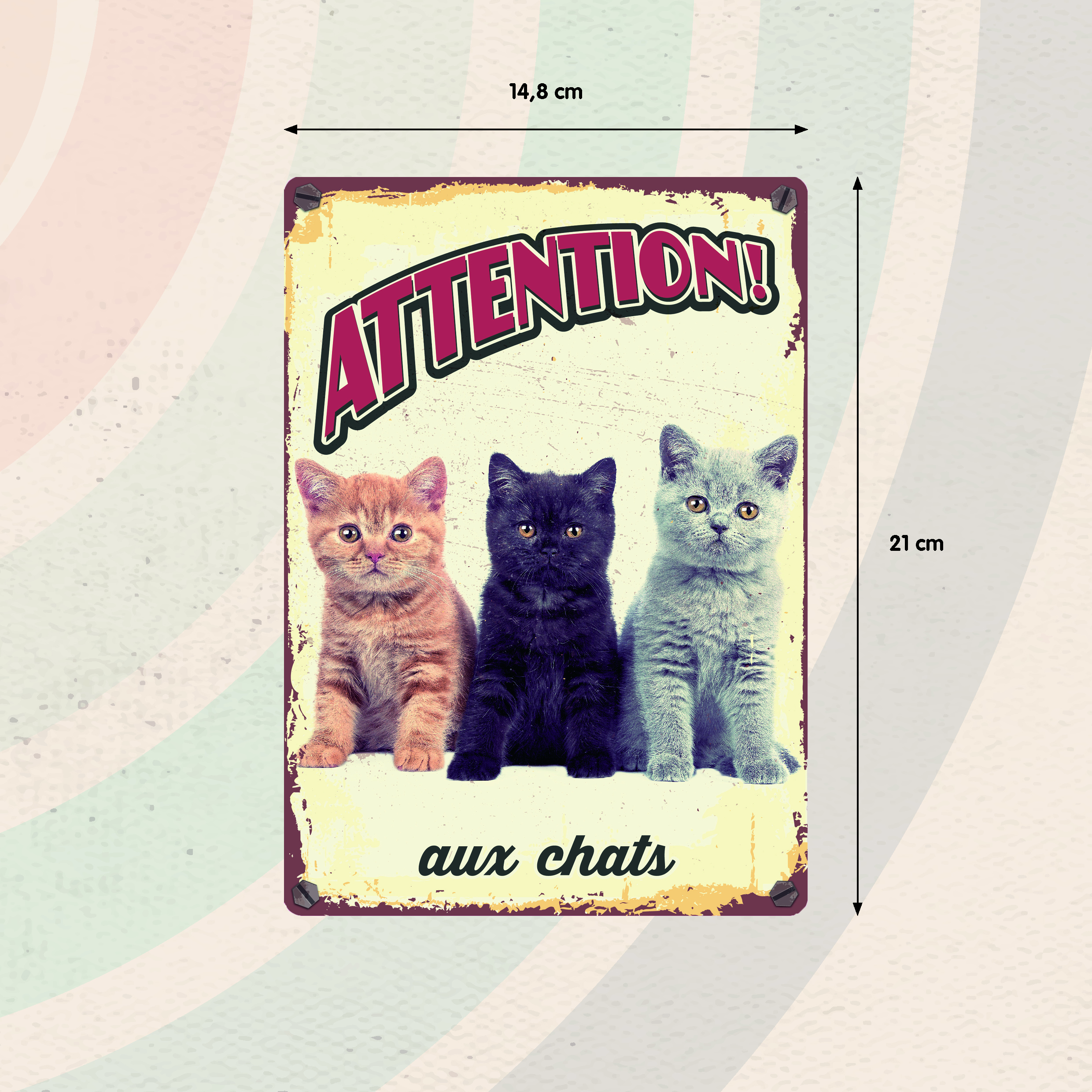 Plenty Gifts Panneau Métallique Chats Trois