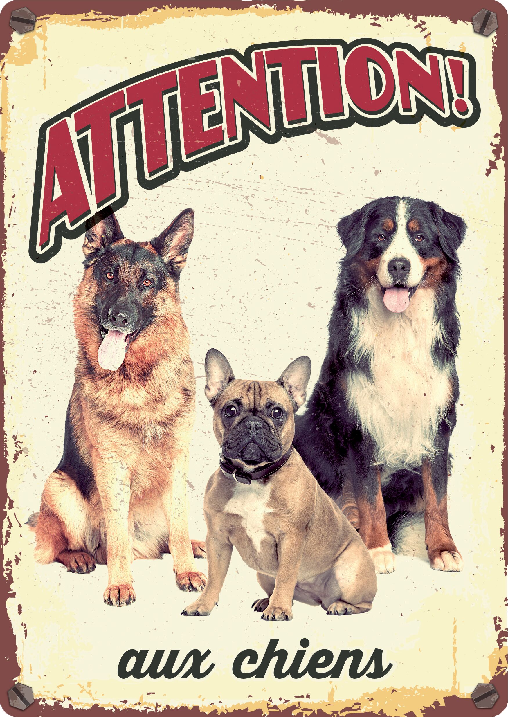 Plenty Gifts Panneau Métallique Chiens Trois