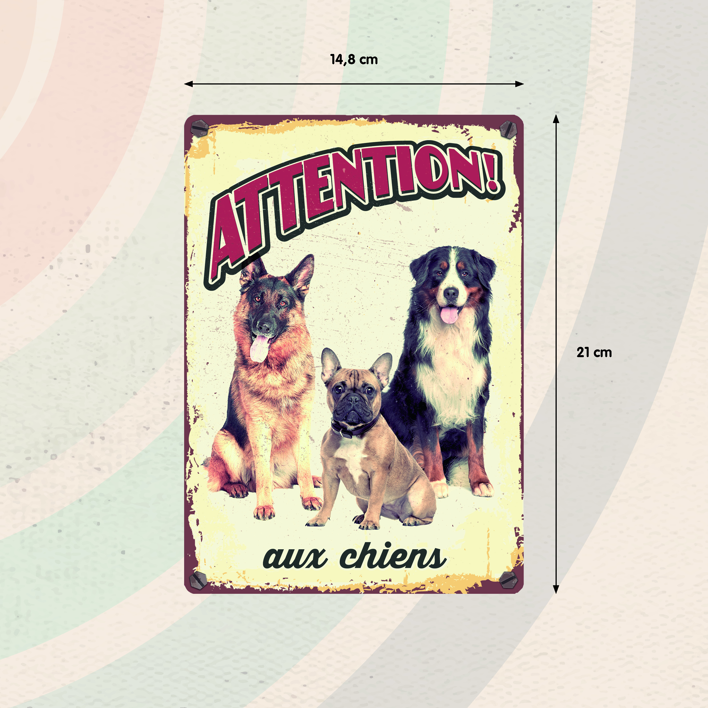 Plenty Gifts Panneau Métallique Chiens Trois