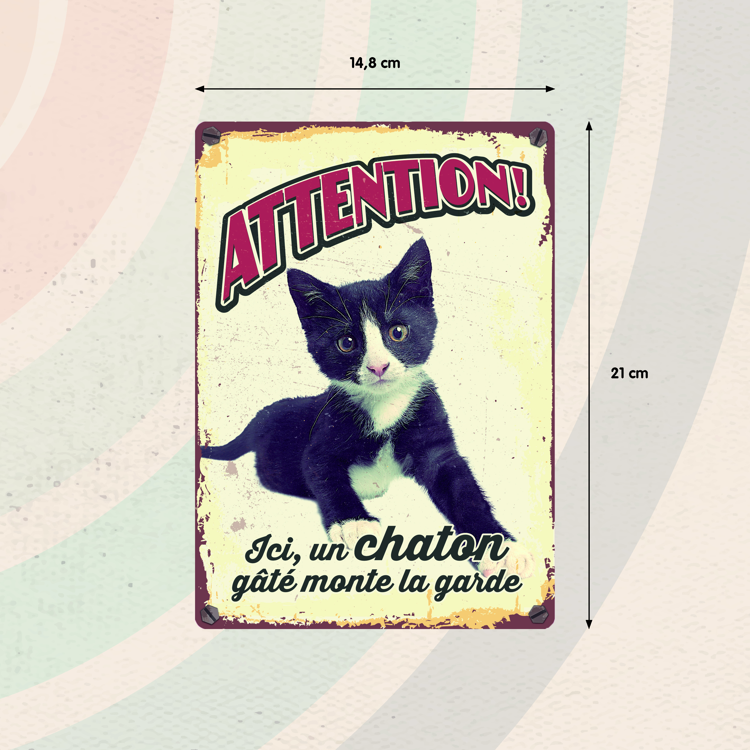 Plenty Gifts Panneau Métallique Chaton