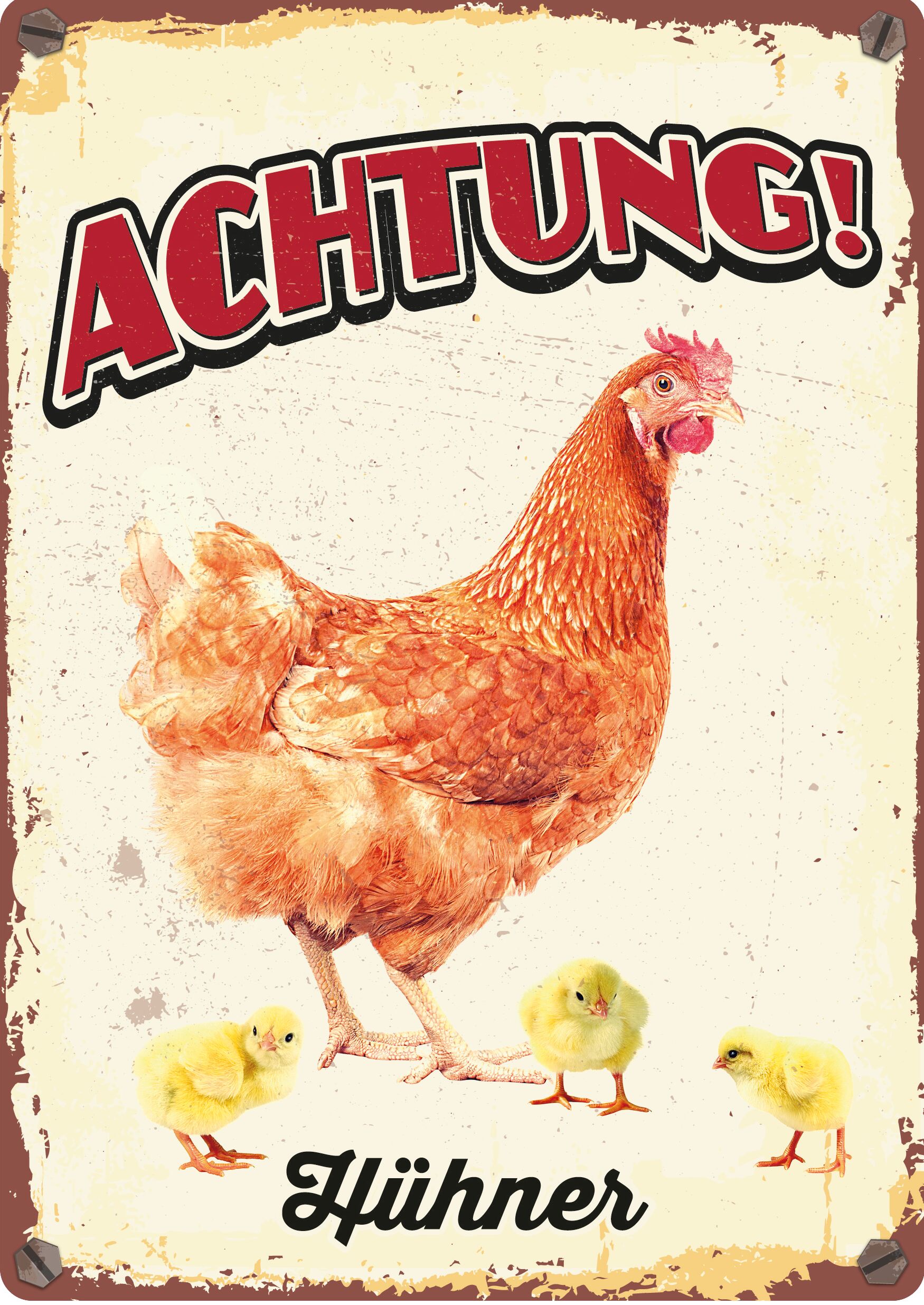 Plenty Gifts Schild Blech Hühner