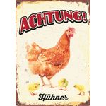 Schild Blech Hühner