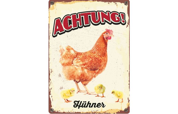 Plenty Gifts Schild Blech Hühner