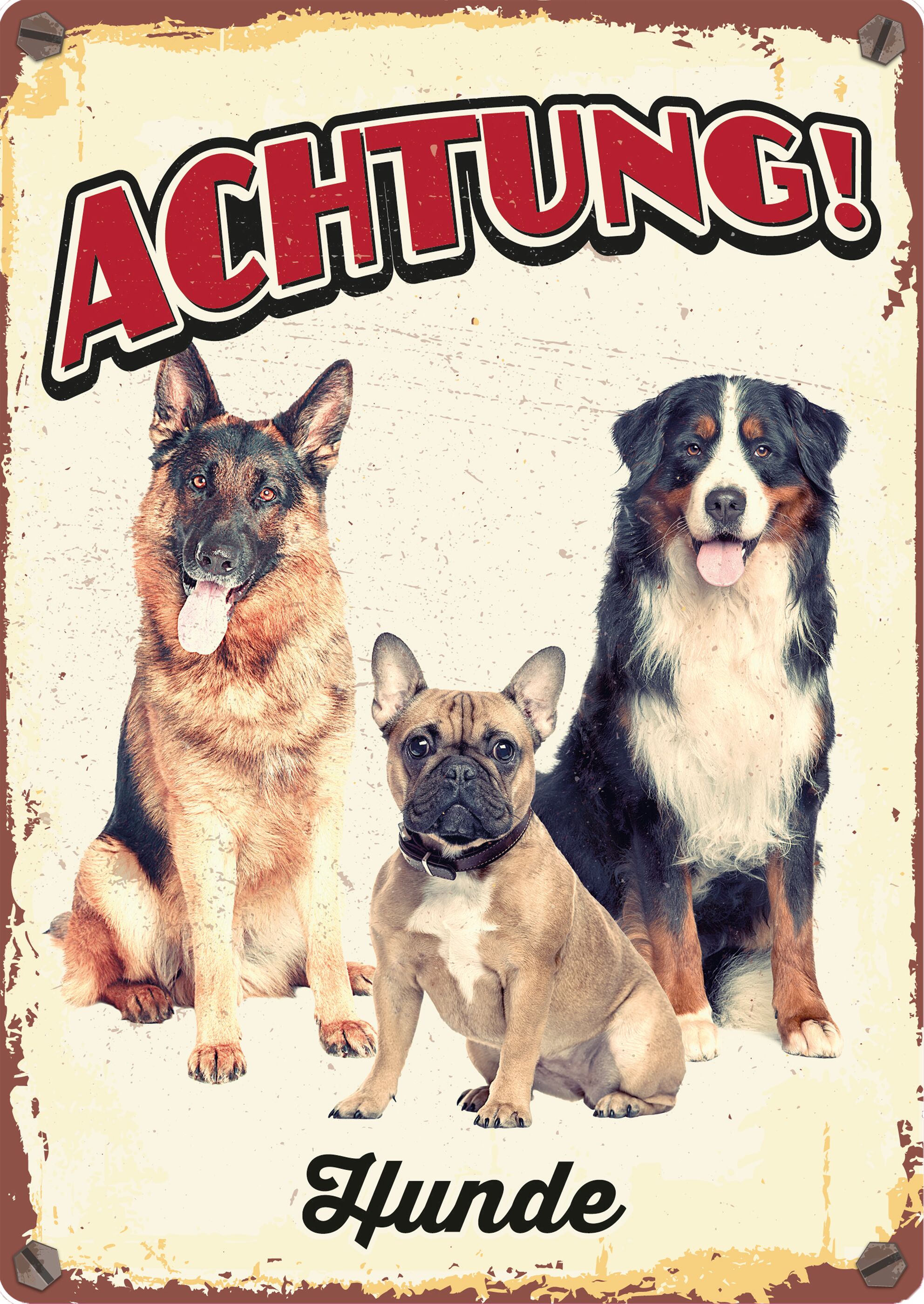 Plenty Gifts Schild Blech Drei Hunde