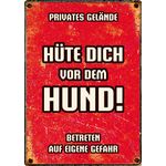 Schild Blech Hüte Dich For Dem Hund Rot