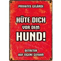 Plenty Gifts Schild Blech Hüte Dich For Dem Hund Rot