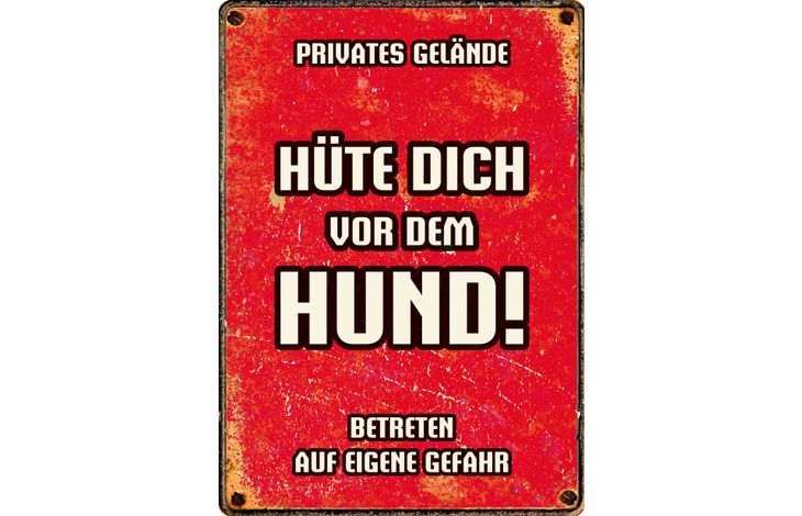 Plenty Gifts Schild Blech Hüte Dich For Dem Hund Rot