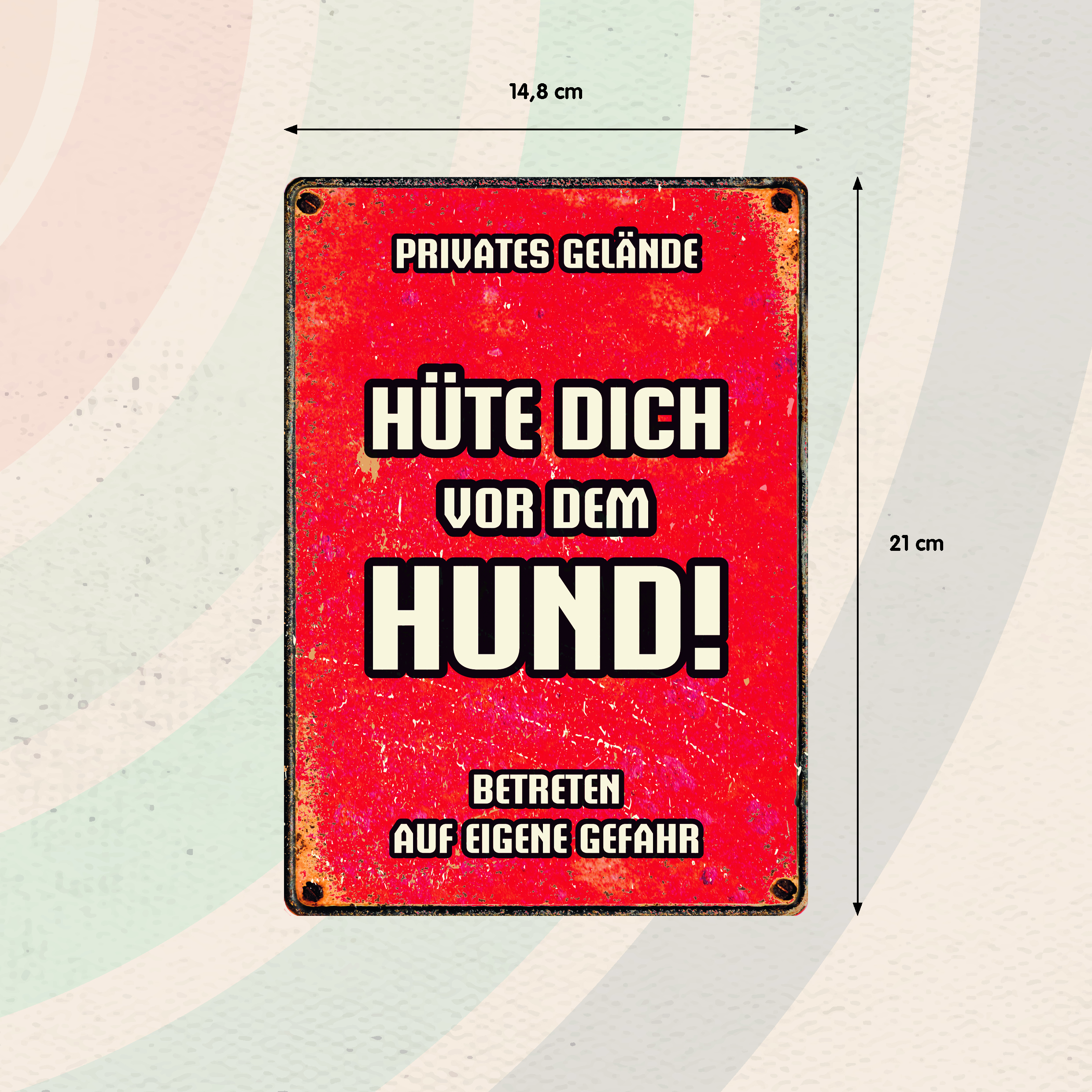 Plenty Gifts Schild Blech Hüte Dich For Dem Hund Rot