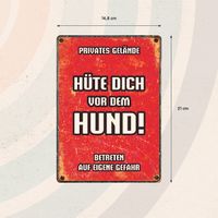 Plenty Gifts Schild Blech Hüte Dich For Dem Hund Rot