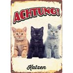 Schild Blech Drei Katzen