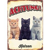 Plenty Gifts Schild Blech Drei Katzen