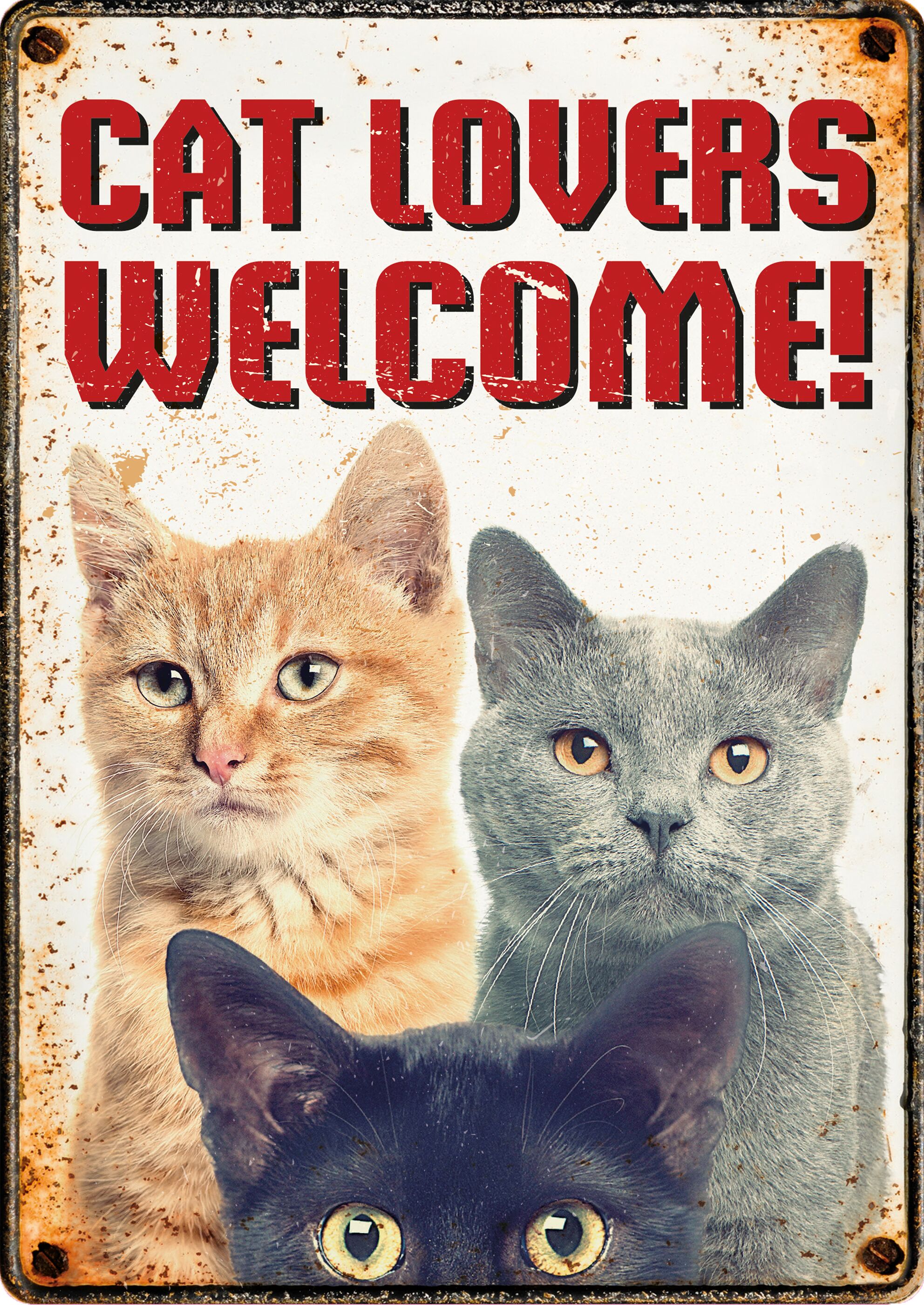Plenty Gifts Sign Metal Cat Lovers Welcome (v)