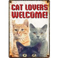 Plenty Gifts Sign Metal Cat Lovers Welcome (v)