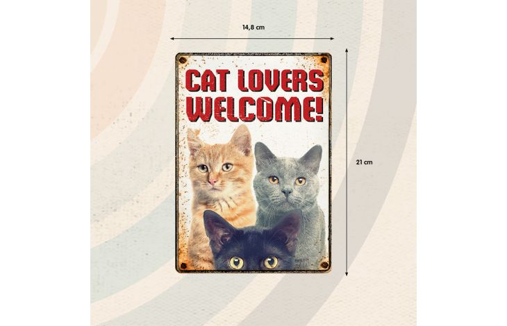 Plenty Gifts Sign Metal Cat Lovers Welcome (v)