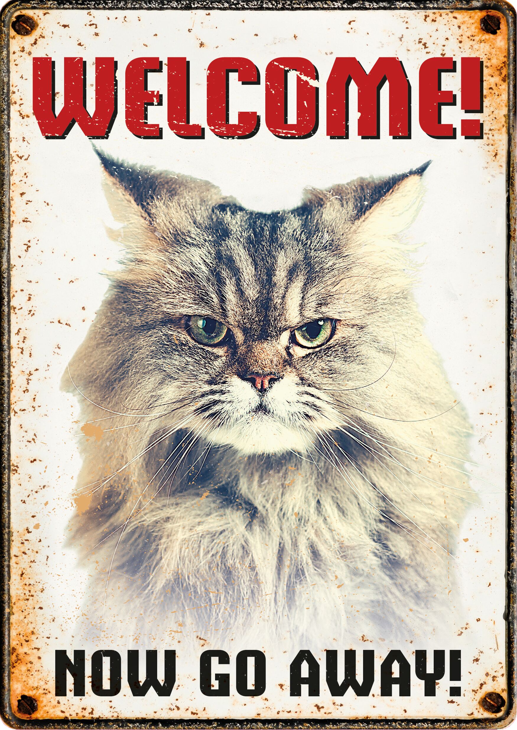 Plenty Gifts Sign Metal Cat Go Away (v)