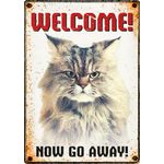 Sign Metal Cat Go Away (v)