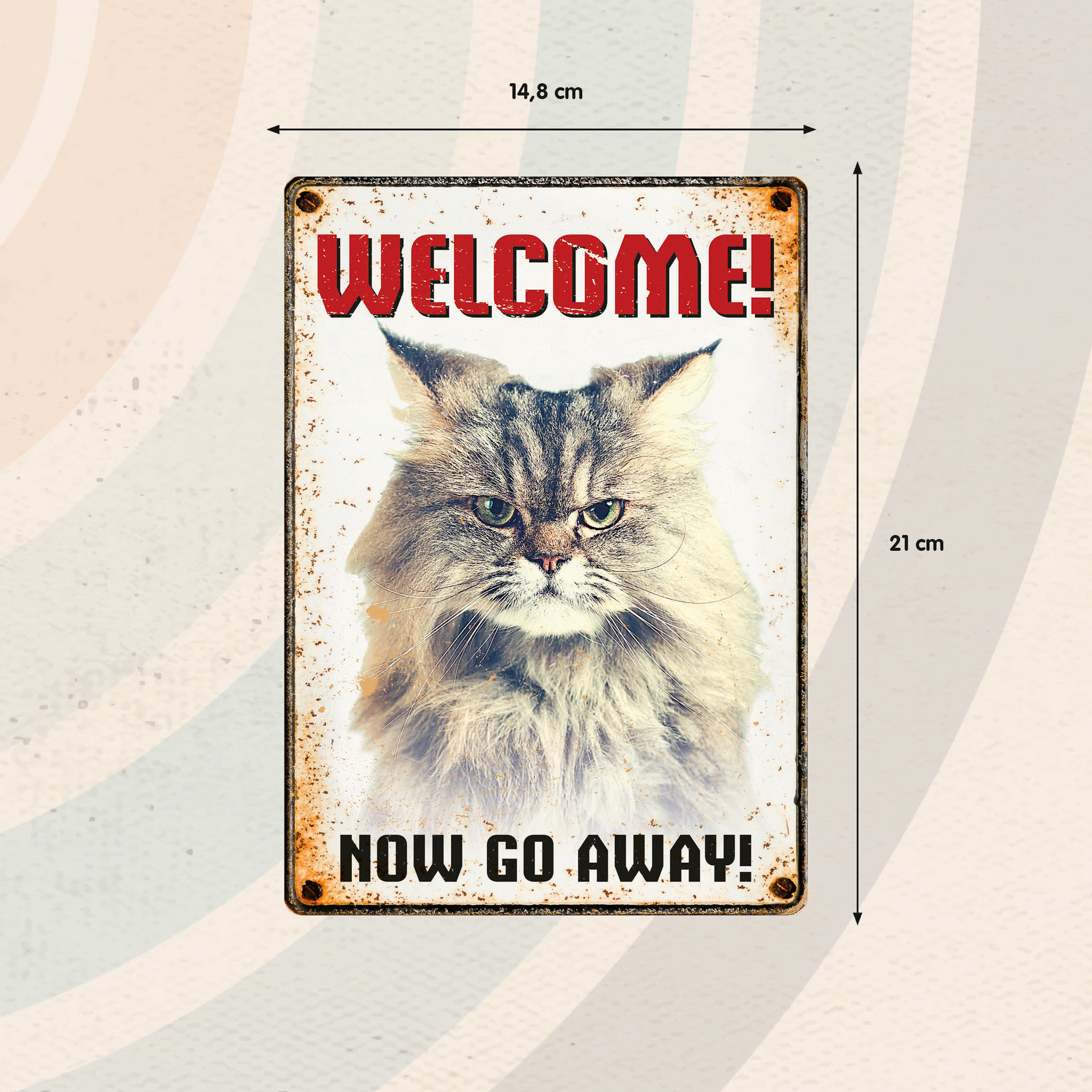 Plenty Gifts Sign Metal Cat Go Away (v)