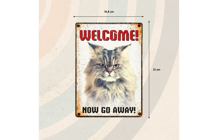 Plenty Gifts Sign Metal Cat Go Away (v)