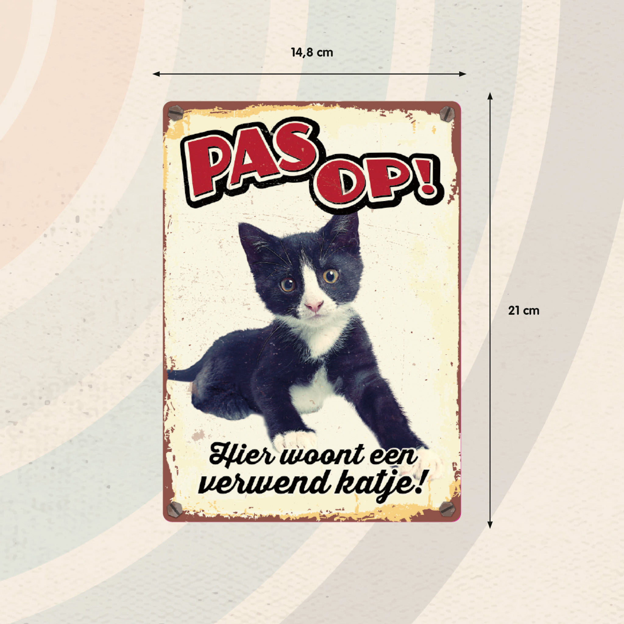 Plenty Gifts Bord Blik Verwend Katje (v)