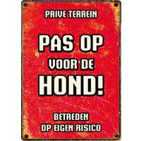 Plenty Gifts Bord Blik Rood Pas Op vd Hond (v)