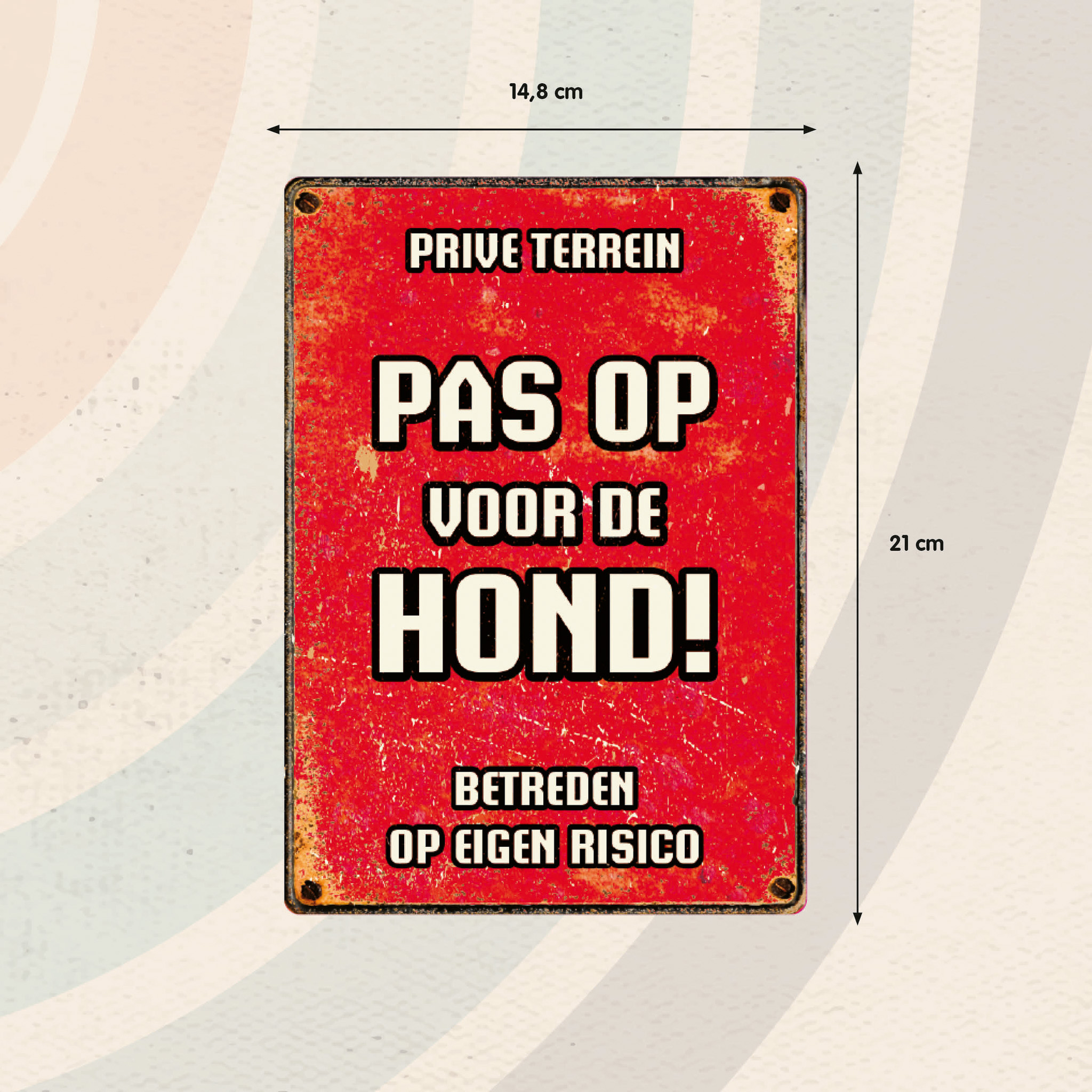 Plenty Gifts Bord Blik Rood Pas Op vd Hond (v)