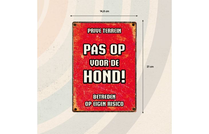 Plenty Gifts Bord Blik Rood Pas Op vd Hond (v)