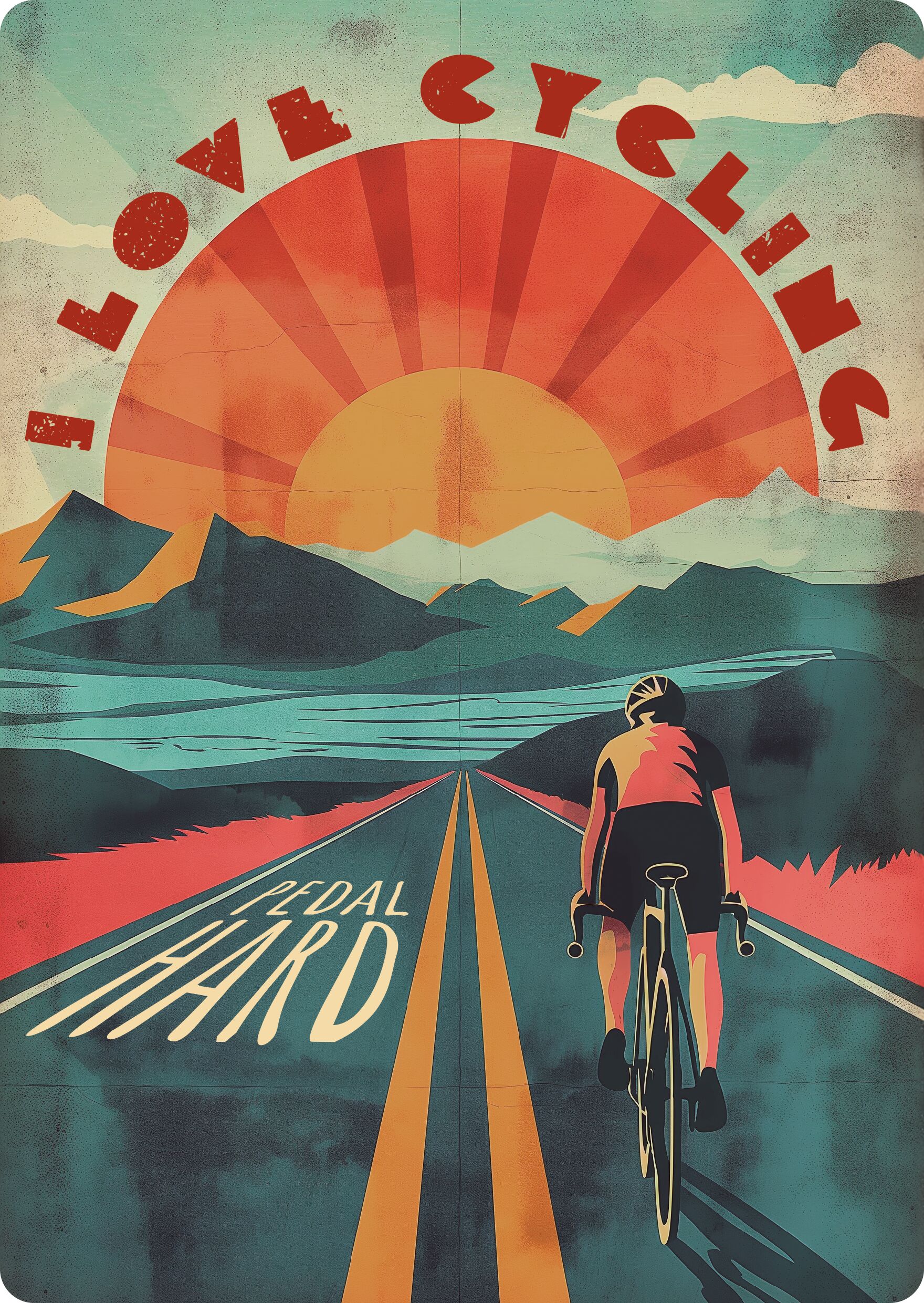 Plenty Gifts Sign Metal I Love Cycling Pedal Hard (v)