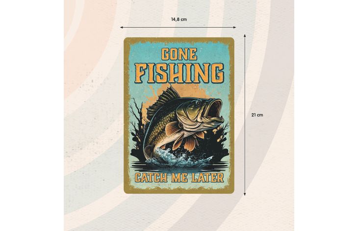 Plenty Gifts Sign Metal Gone Fishing (v)