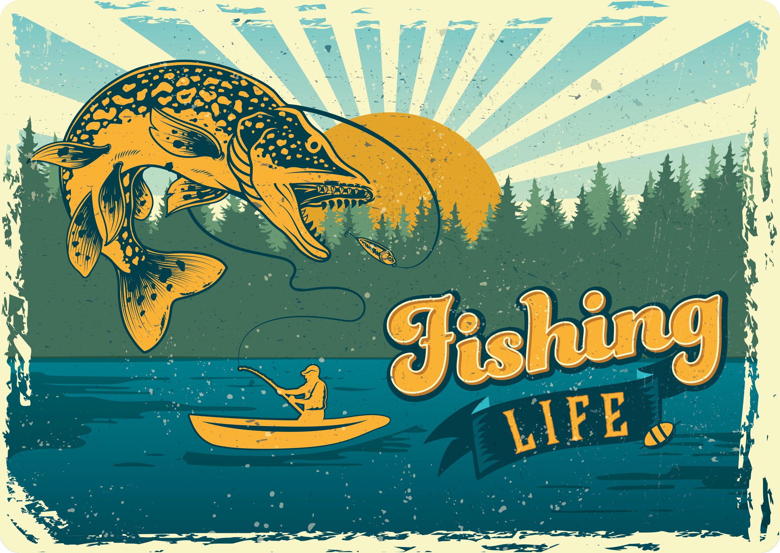 Plenty Gifts Sign Metal Fishing Life (h)