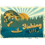 Sign Metal Fishing Life (h)